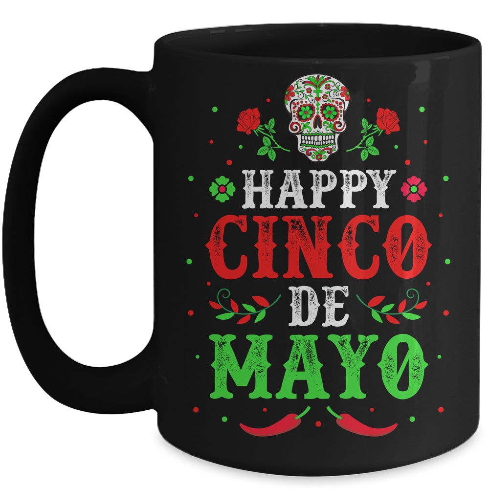 Happy Cinco de Mayo May 5th Colorful Mexican Party Skull Mug | teecentury