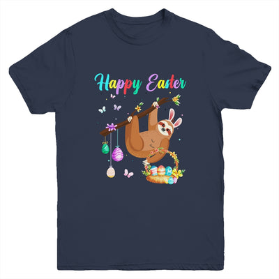 Happy Cute Sloth With Bunny Ears Egg Hunting Easter Sloth Youth Shirt | teecentury