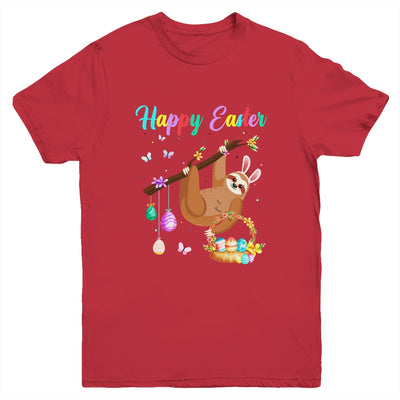 Happy Cute Sloth With Bunny Ears Egg Hunting Easter Sloth Youth Shirt | teecentury