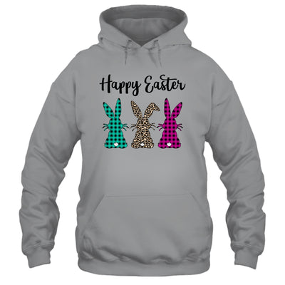 Happy Easter Buffalo Plaid Leopard Print Easter Bunnies T-Shirt & Hoodie | Teecentury.com