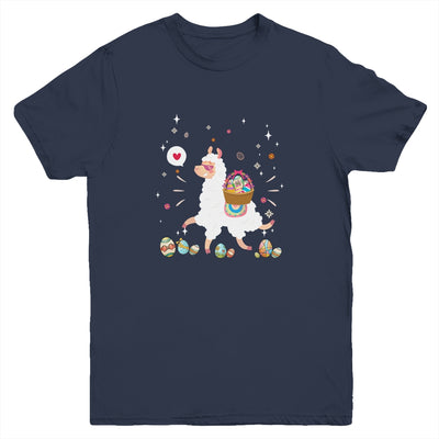 Happy Easter Bunny Llama Bringing Easter Egg Basket Youth Youth Shirt | Teecentury.com