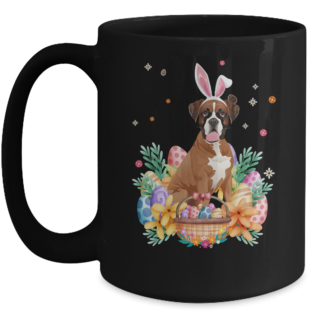 Happy Easter Cute Bunny Boxer Wearing Bunny Ears Mug | teecentury