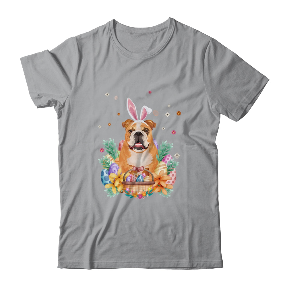 Happy Easter Cute Bunny Bulldog Wearing Bunny Ears Shirt & Hoodie | teecentury