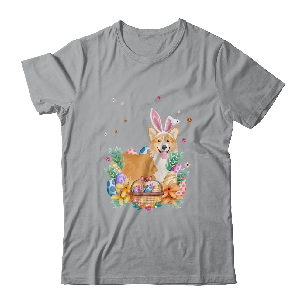 Happy Easter Cute Bunny Corgi Wearing Bunny Ears Shirt & Hoodie | teecentury