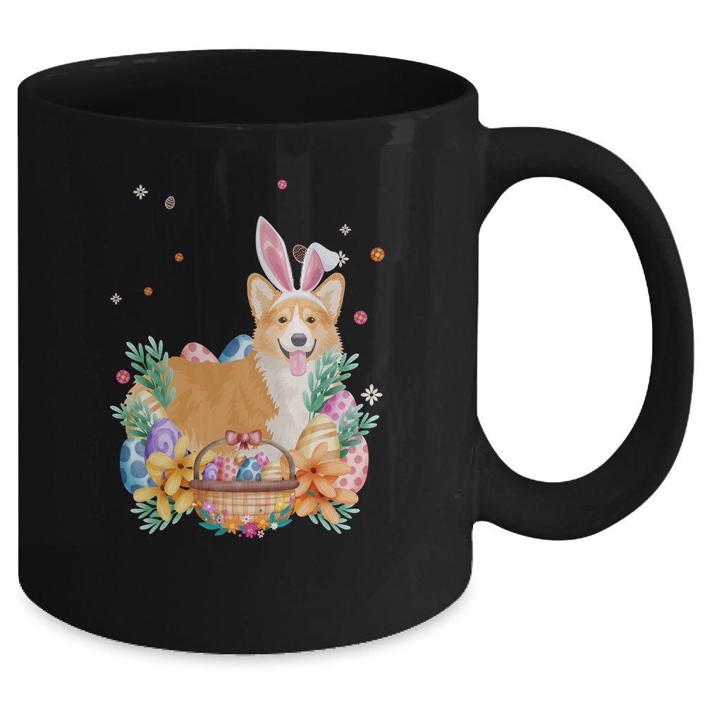 Happy Easter Cute Bunny Corgi Wearing Bunny Ears Mug | teecentury