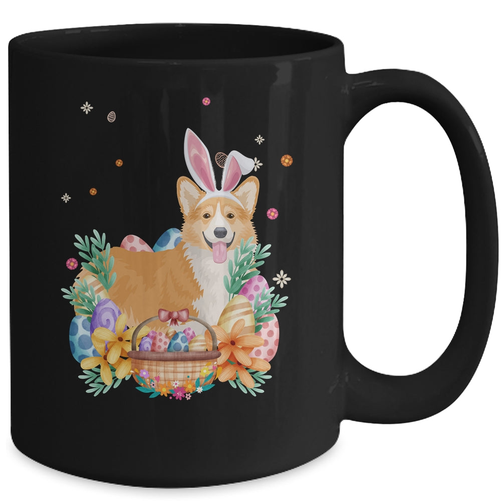 Happy Easter Cute Bunny Corgi Wearing Bunny Ears Mug | teecentury