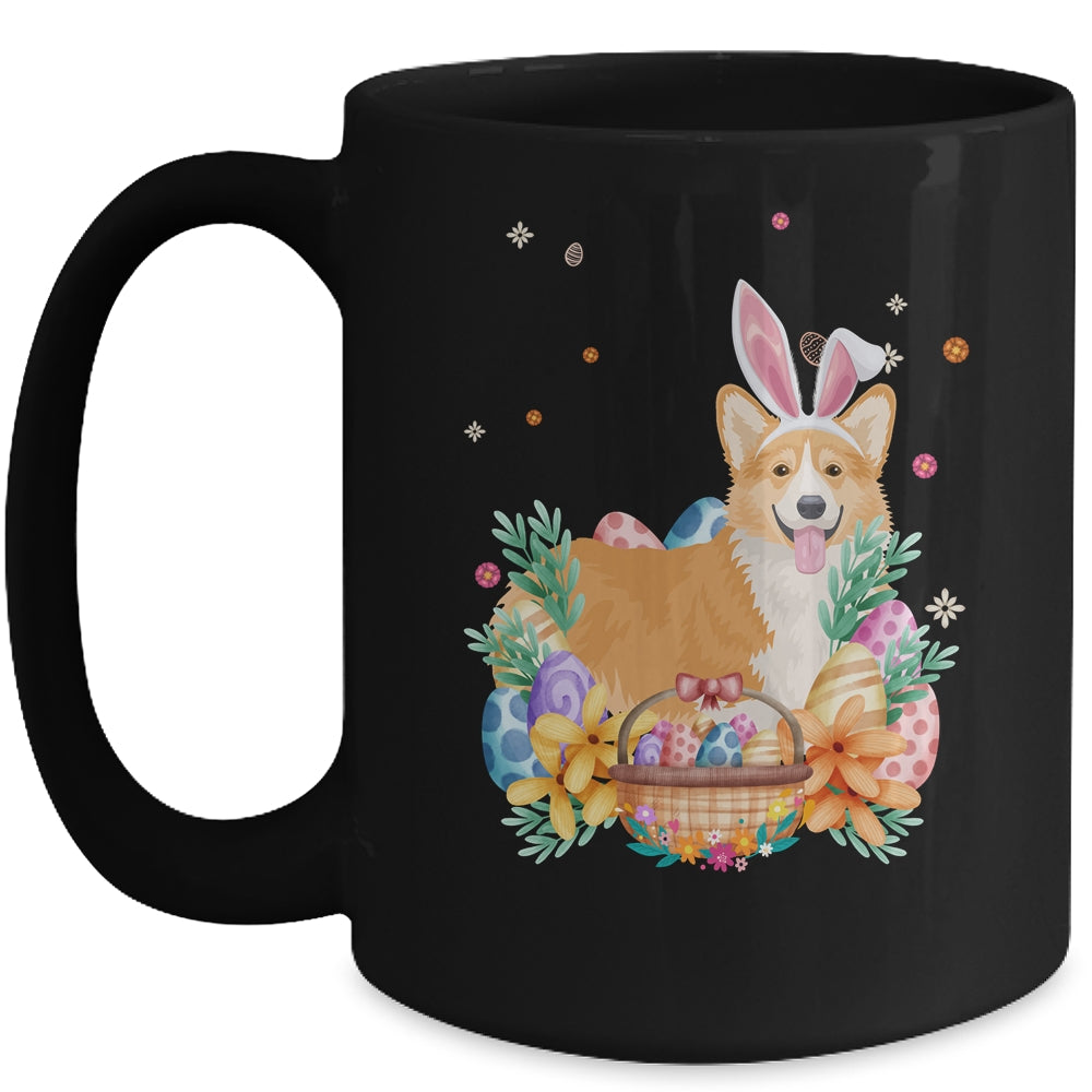 Happy Easter Cute Bunny Corgi Wearing Bunny Ears Mug | teecentury
