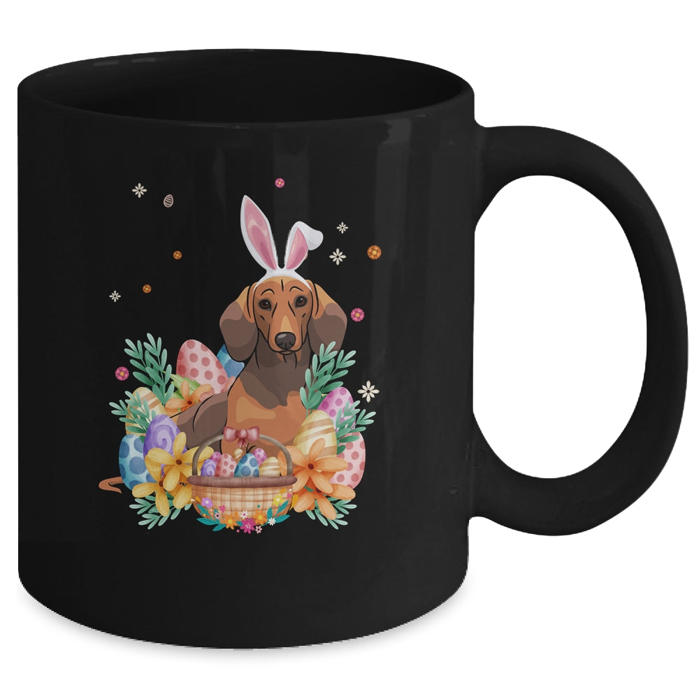 Happy Easter Cute Bunny Dachshund Wearing Bunny Ears Mug | teecentury