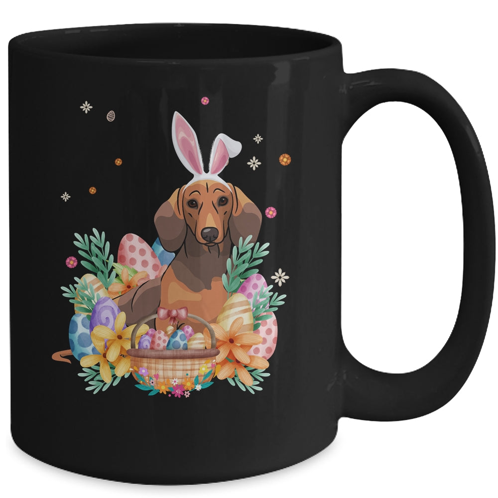 Happy Easter Cute Bunny Dachshund Wearing Bunny Ears Mug | teecentury