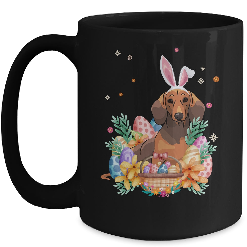 Happy Easter Cute Bunny Dachshund Wearing Bunny Ears Mug | teecentury