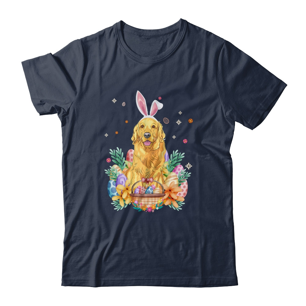 Happy Easter Cute Bunny Golden Retriever Wearing Bunny Ears Shirt & Hoodie | teecentury