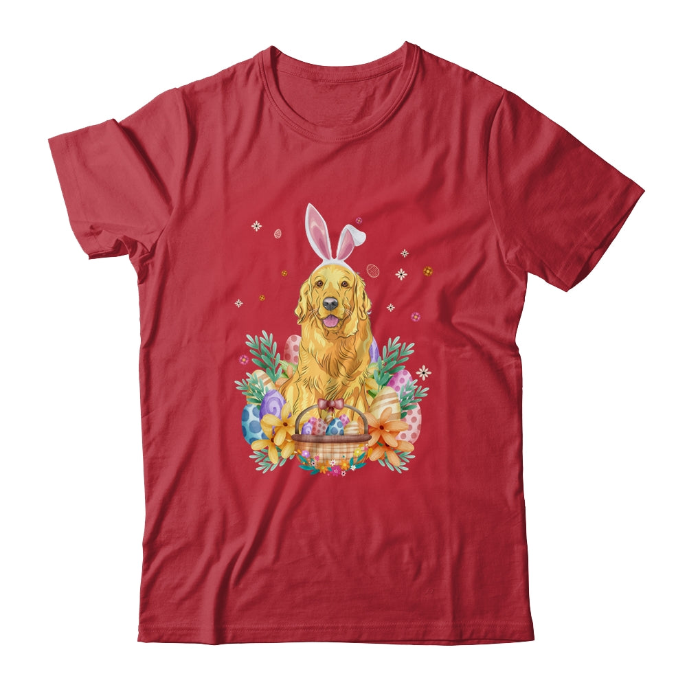 Happy Easter Cute Bunny Golden Retriever Wearing Bunny Ears Shirt & Hoodie | teecentury
