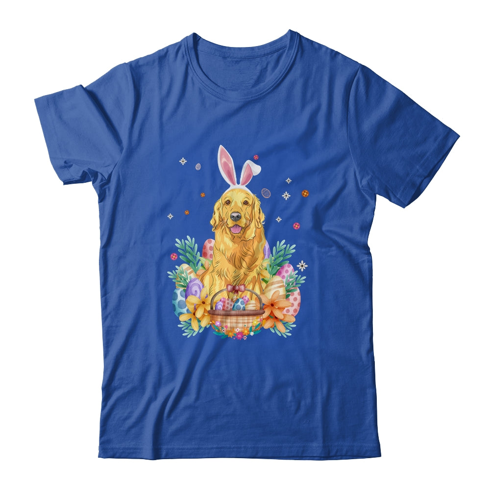 Happy Easter Cute Bunny Golden Retriever Wearing Bunny Ears Shirt & Hoodie | teecentury