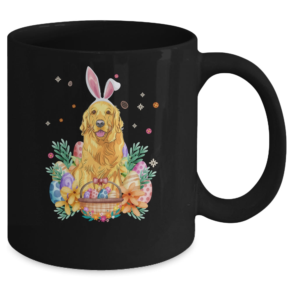 Happy Easter Cute Bunny Golden Retriever Wearing Bunny Ears Mug | teecentury