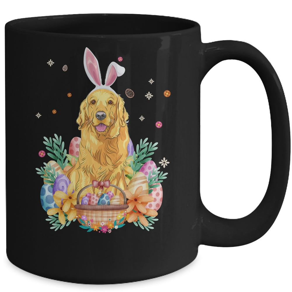 Happy Easter Cute Bunny Golden Retriever Wearing Bunny Ears Mug | teecentury