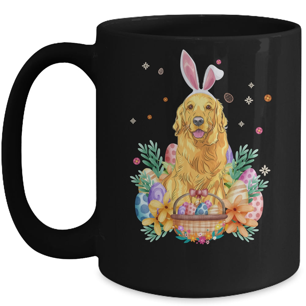 Happy Easter Cute Bunny Golden Retriever Wearing Bunny Ears Mug | teecentury