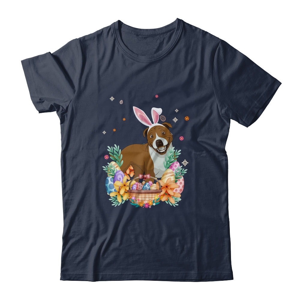 Happy Easter Cute Bunny Pitbull Wearing Bunny Ears Shirt & Hoodie | teecentury