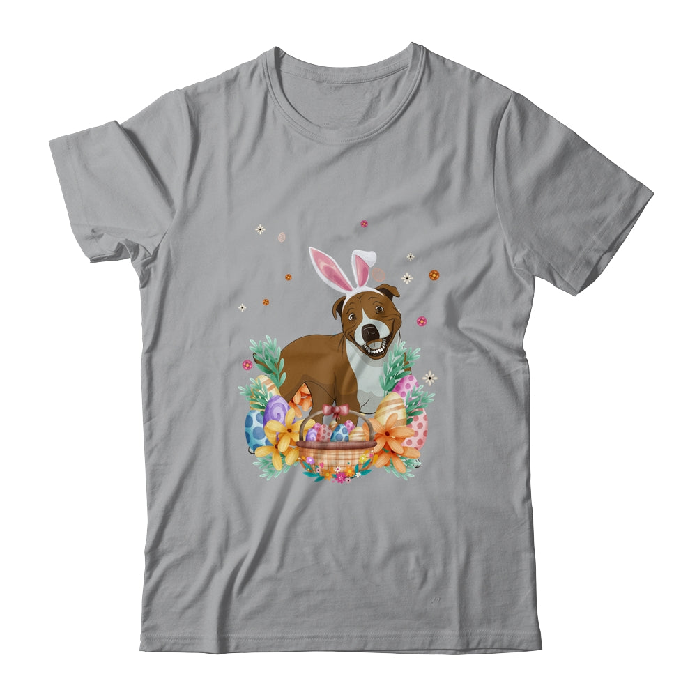 Happy Easter Cute Bunny Pitbull Wearing Bunny Ears Shirt & Hoodie | teecentury