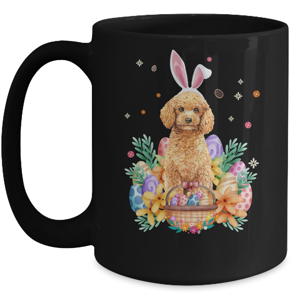 Happy Easter Cute Bunny Poodle Wearing Bunny Ears Mug | teecentury