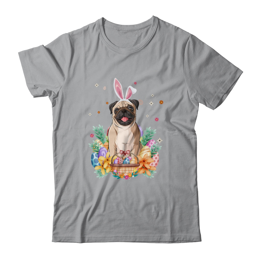 Happy Easter Cute Bunny Pug Wearing Bunny Ears Shirt & Hoodie | teecentury