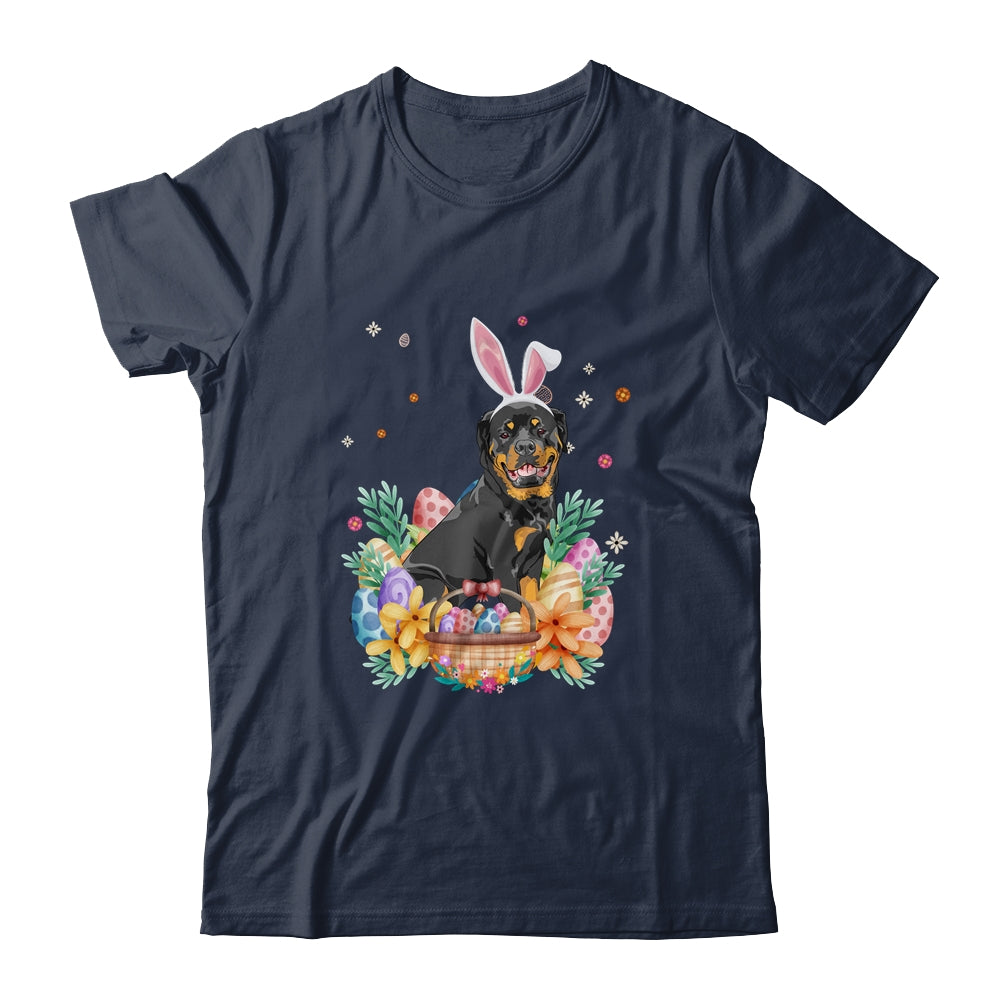 Happy Easter Cute Bunny Rottweiler Wearing Bunny Ears Shirt & Hoodie | teecentury