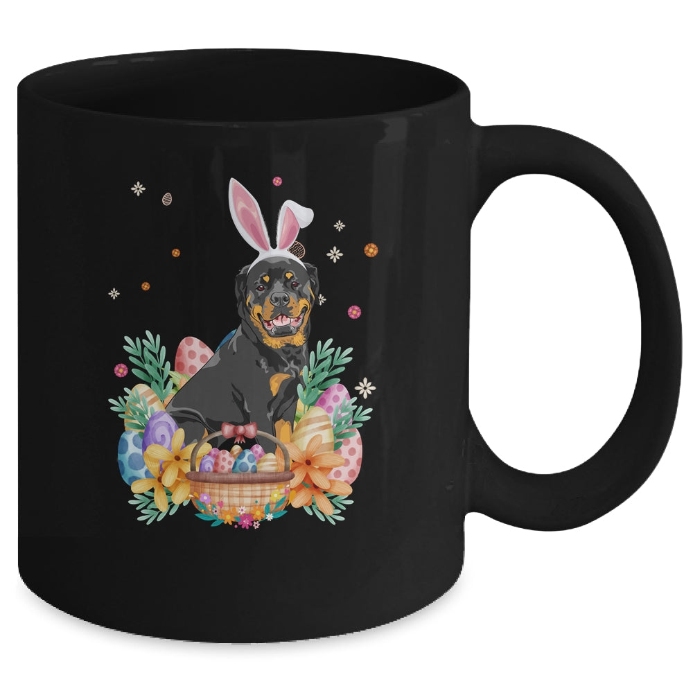 Happy Easter Cute Bunny Rottweiler Wearing Bunny Ears Mug | teecentury