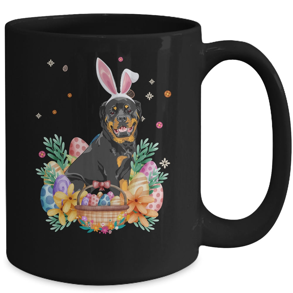 Happy Easter Cute Bunny Rottweiler Wearing Bunny Ears Mug | teecentury