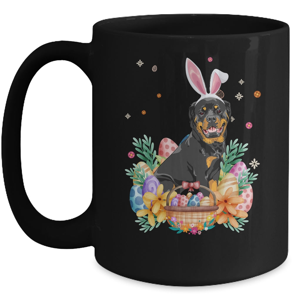 Happy Easter Cute Bunny Rottweiler Wearing Bunny Ears Mug | teecentury