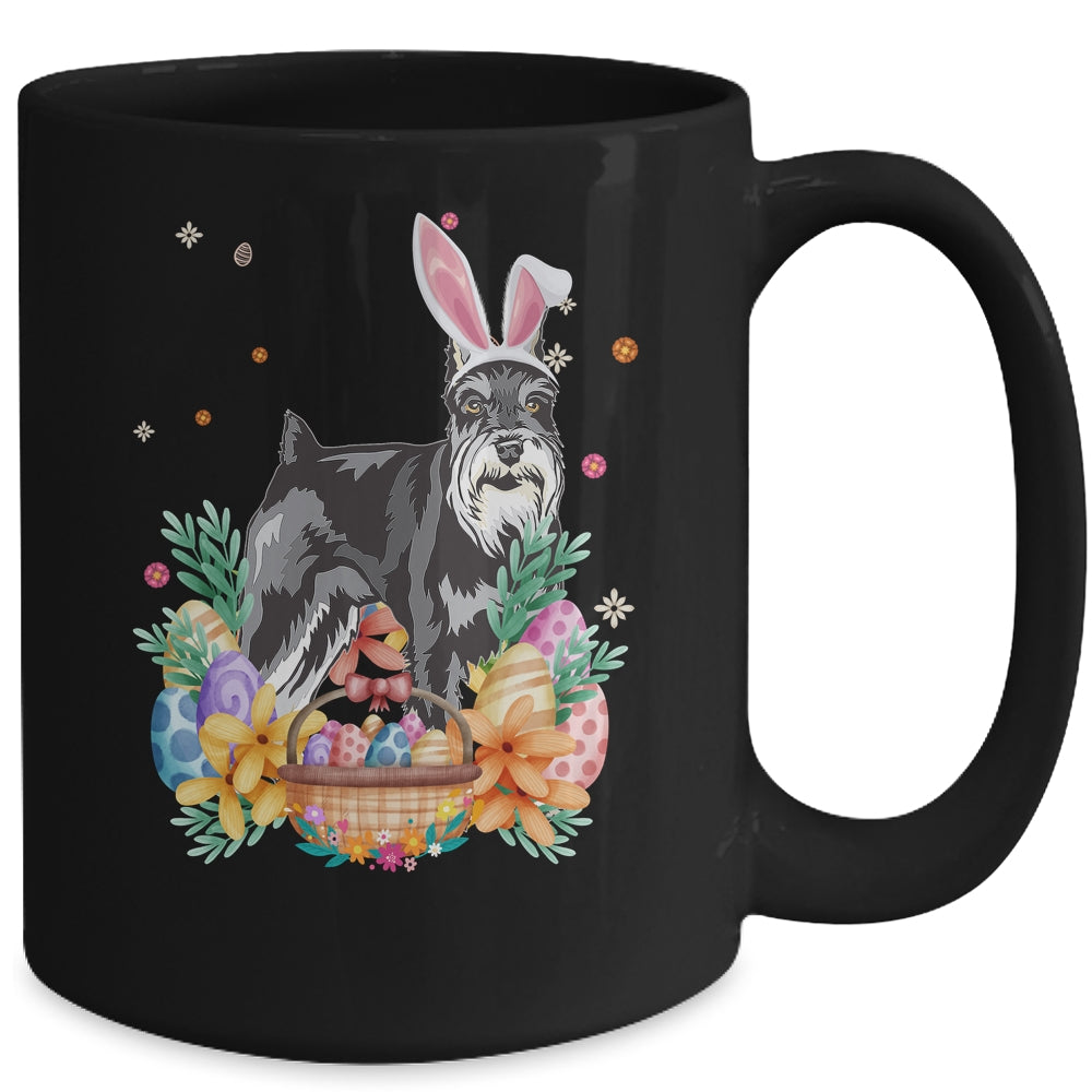 Happy Easter Cute Bunny Schnauzer Wearing Bunny Ears Mug | teecentury