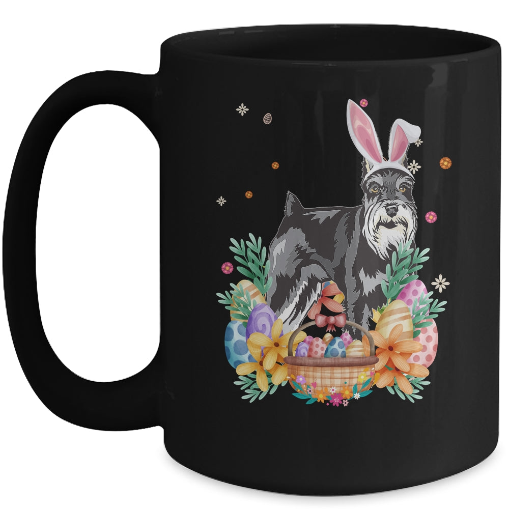 Happy Easter Cute Bunny Schnauzer Wearing Bunny Ears Mug | teecentury