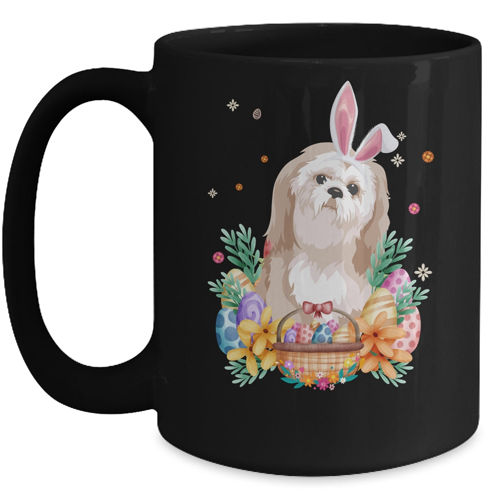 Happy Easter Cute Bunny Shih Tzu Wearing Bunny Ears Mug | teecentury
