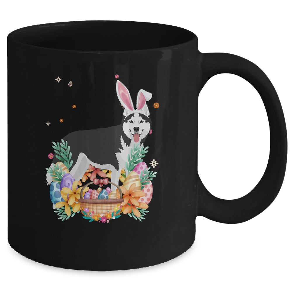 Happy Easter Cute Bunny Siberian Husky Wearing Bunny Ears Mug | teecentury