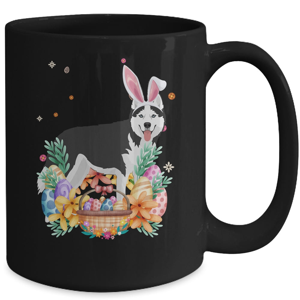 Happy Easter Cute Bunny Siberian Husky Wearing Bunny Ears Mug | teecentury