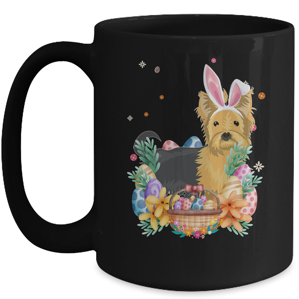 Happy Easter Cute Bunny Yorkie Wearing Bunny Ears Mug | teecentury