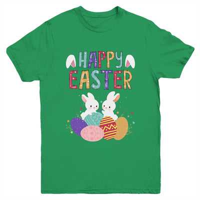 Happy Easter Day Cute Bunny With Eggs Easter Youth Shirt | teecentury