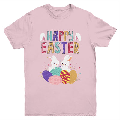Happy Easter Day Cute Bunny With Eggs Easter Youth Shirt | teecentury