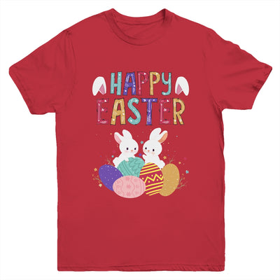 Happy Easter Day Cute Bunny With Eggs Easter Youth Shirt | teecentury