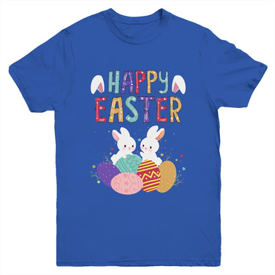 Happy Easter Day Cute Bunny With Eggs Easter Youth Shirt | teecentury