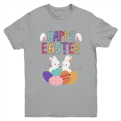 Happy Easter Day Cute Bunny With Eggs Easter Youth Shirt | teecentury