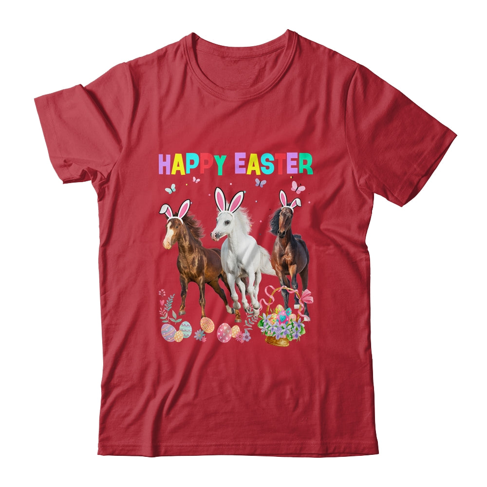 Happy Easter Horse Lover Three Horse Wearing Bunny Ear Shirt & Tank Top | teecentury
