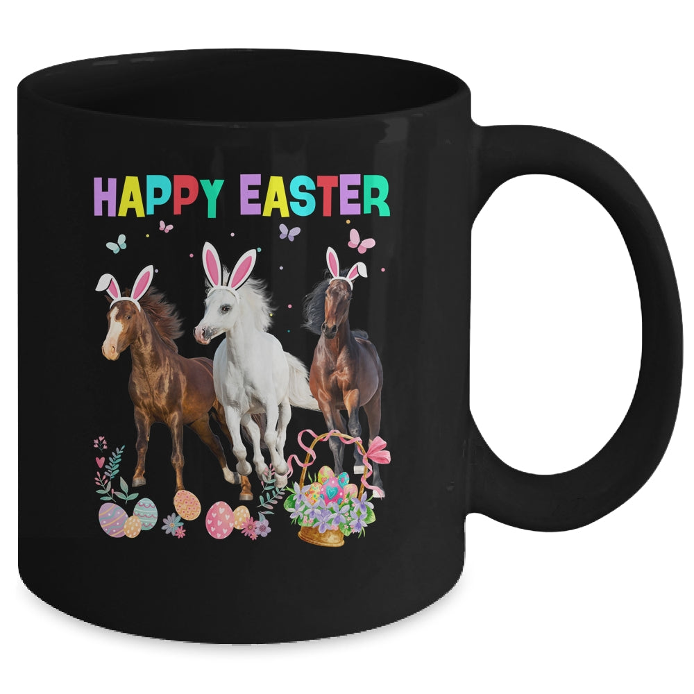 Happy Easter Horse Lover Three Horse Wearing Bunny Ear Mug | teecentury