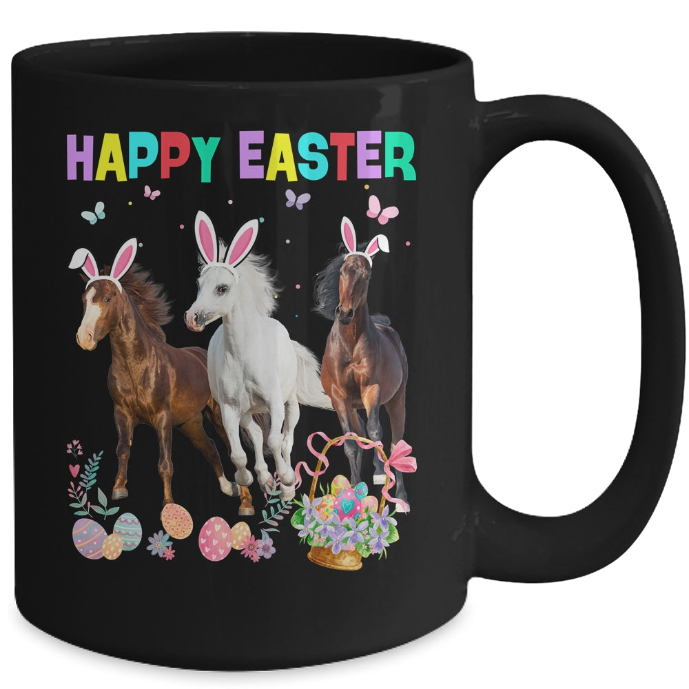 Happy Easter Horse Lover Three Horse Wearing Bunny Ear Mug | teecentury