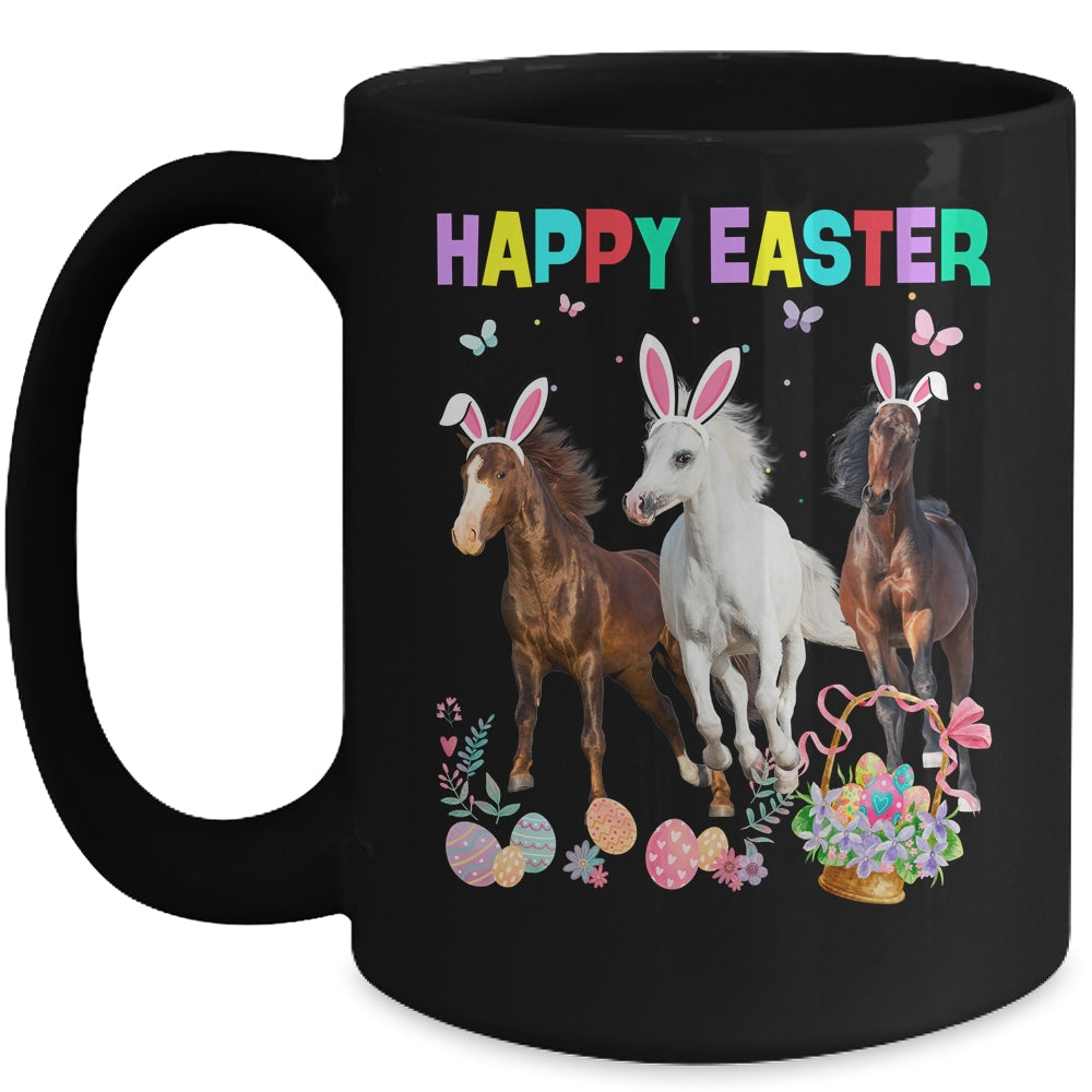 Happy Easter Horse Lover Three Horse Wearing Bunny Ear Mug | teecentury