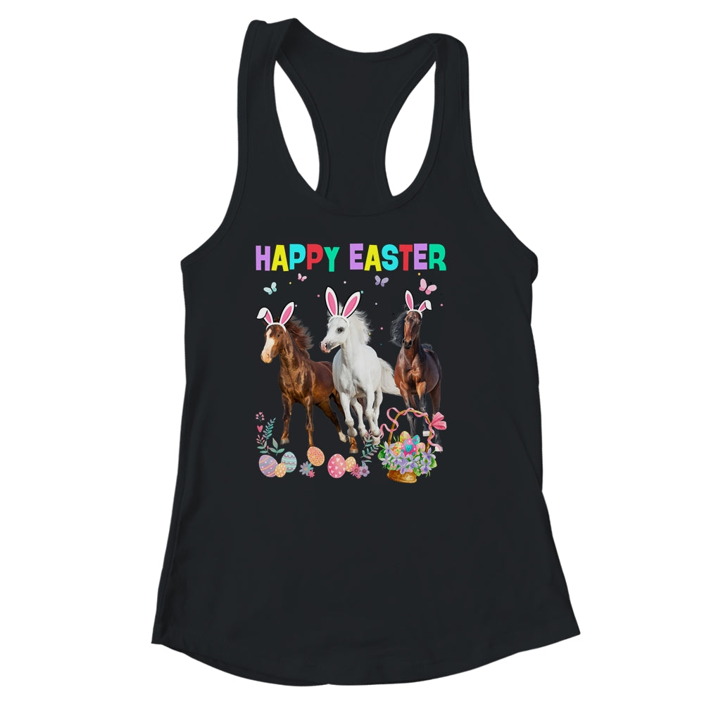 Happy Easter Horse Lover Three Horse Wearing Bunny Ear Shirt & Tank Top | teecentury