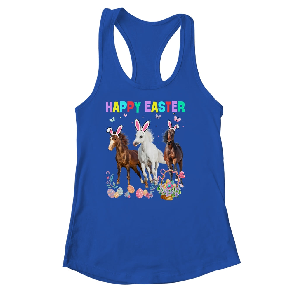 Happy Easter Horse Lover Three Horse Wearing Bunny Ear Shirt & Tank Top | teecentury