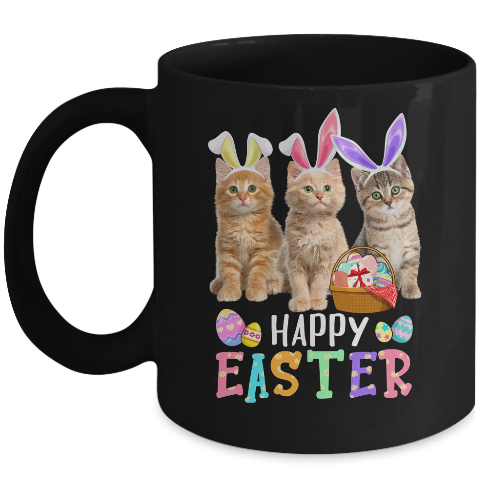 Happy Easter Three Cat Wearing Bunny Ear Kitty Kitten Lover Mug | teecentury