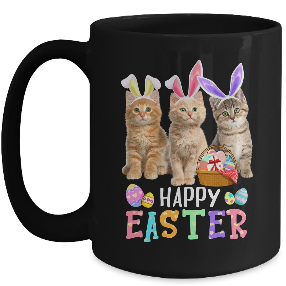 Happy Easter Three Cat Wearing Bunny Ear Kitty Kitten Lover Mug | teecentury