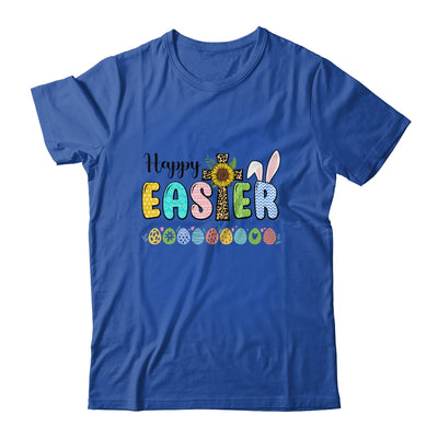 Happy Easter With Leopard Jesus Cross Sunflowers Shirt & Tank Top | teecentury