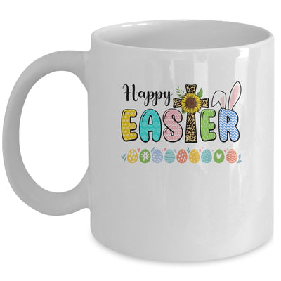 Happy Easter With Leopard Jesus Cross Sunflowers Mug | teecentury