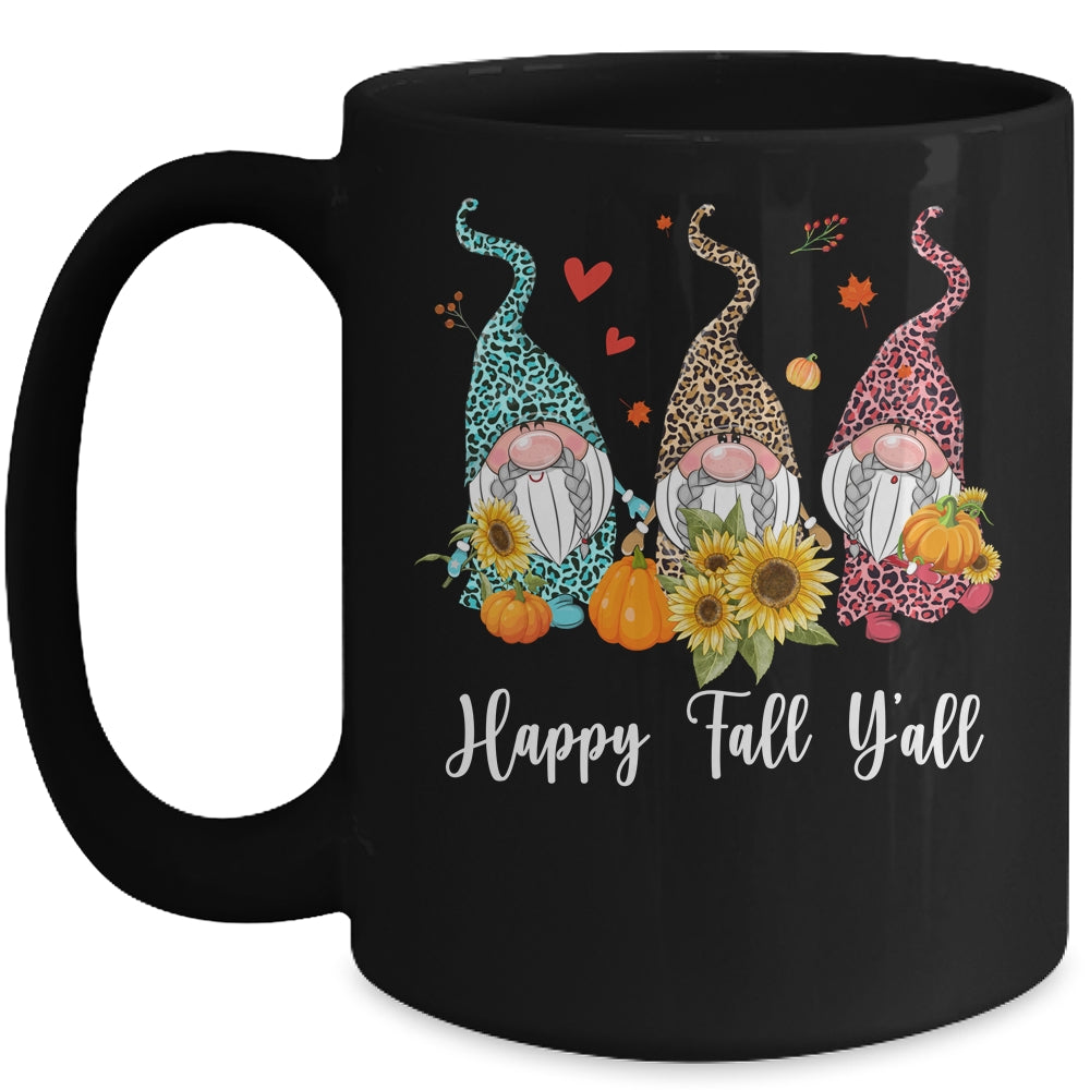 Happy Fall Y'all Gnome Leopard Pumpkin Funny Autumn Gnomes Mug Coffee Mug | Teecentury.com